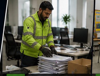 Paper Shred staff collecting office paper waste