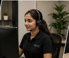 Support agent on a headset